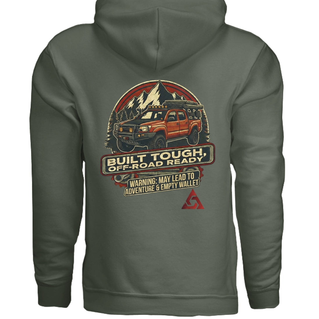 AEGON Warning Label Overlanding Hoodie - MILITARY GREEN - BACK