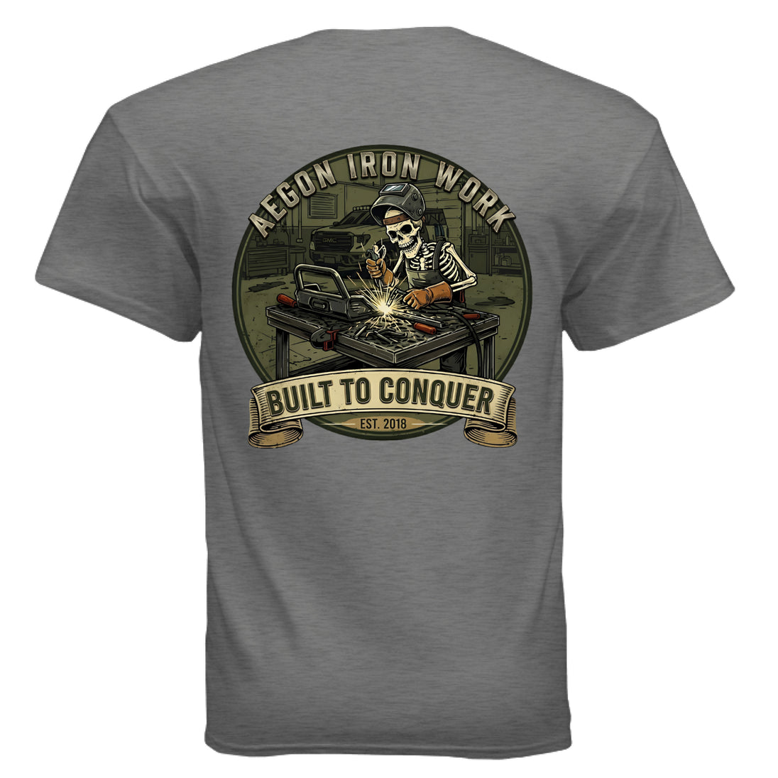 Aegon 'Til Death Welding T-Shirt - GRAPHITE HEATHER - BACK