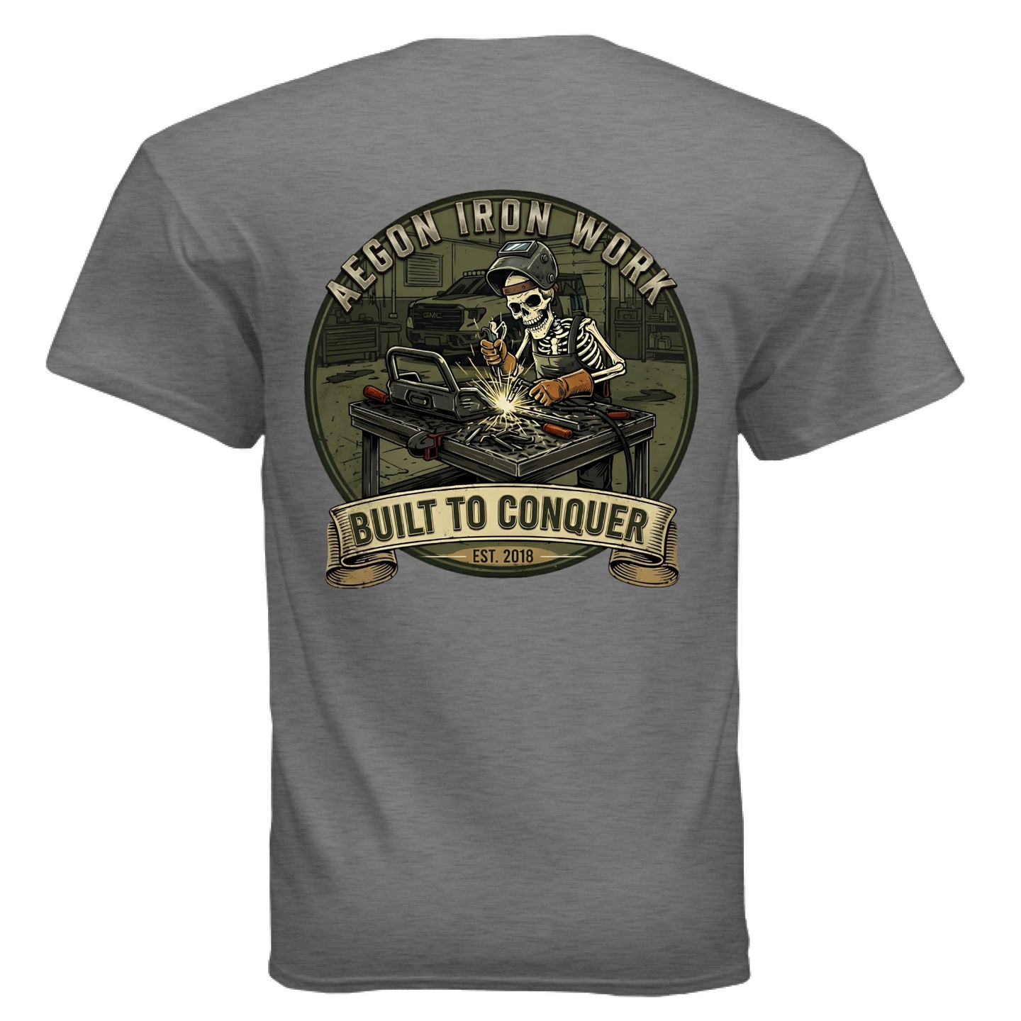 Aegon 'Til Death Welding T-Shirt - GRAPHITE HEATHER - BACK
