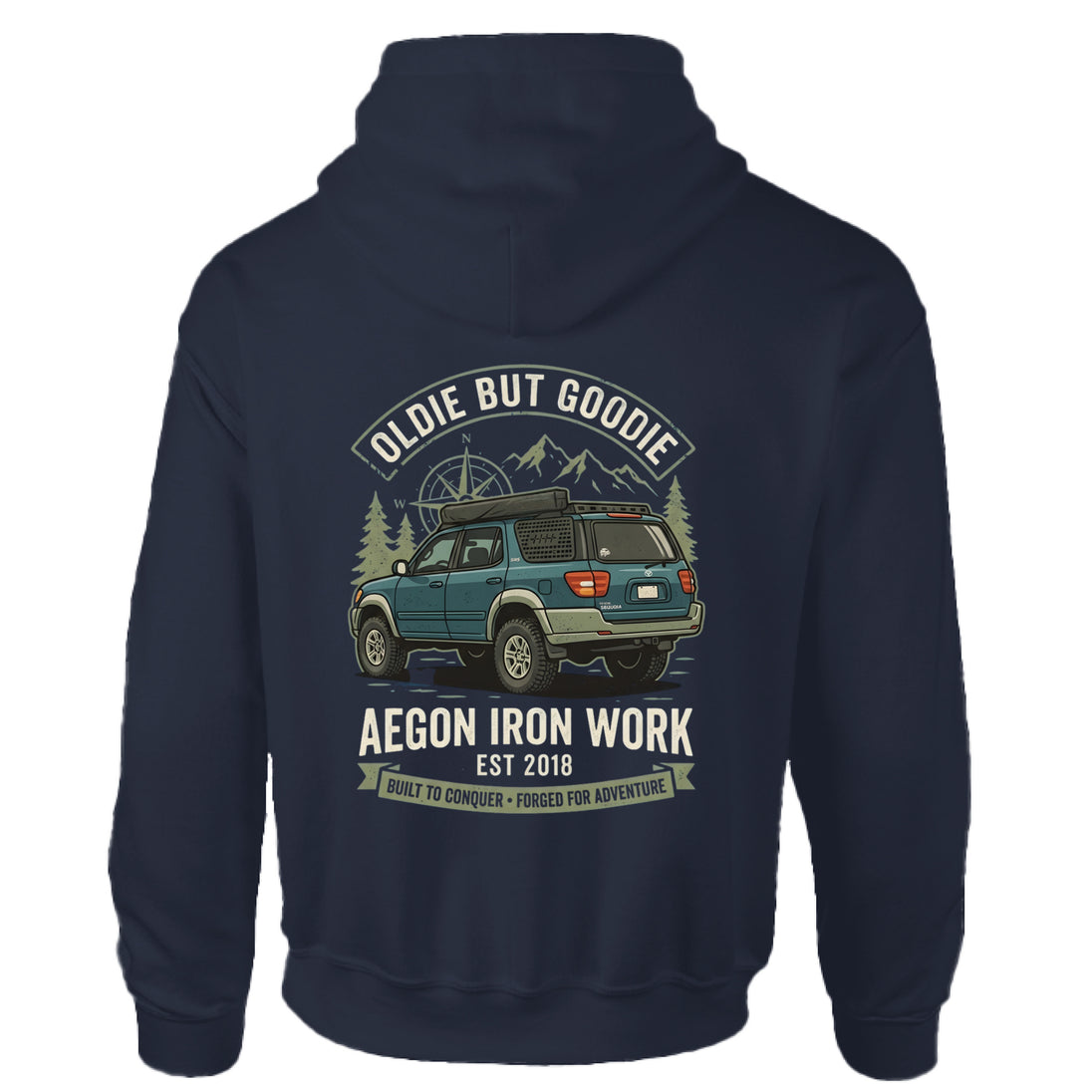 Vintage SUV Overlanding Hoodie - NAVY - BACK