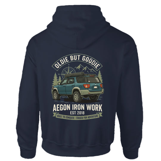 Vintage SUV Overlanding Hoodie - NAVY - BACK