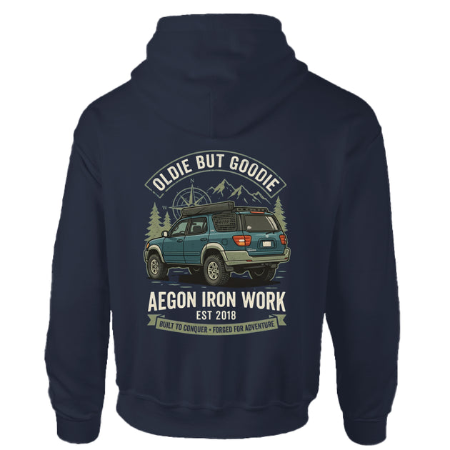 Vintage SUV Overlanding Hoodie - NAVY - BACK
