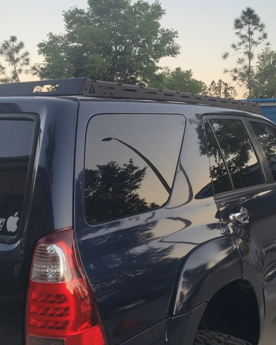Complete 4Runner 4th Gen rack set including 2 side rails, 5 crossbars, and 2 deflectors.