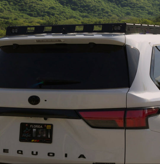 Corrosion-resistant black powder-coated aluminum rack for Toyota Sequoia, engineered for extreme trail durability.