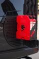 Rear door storage Molle panel made of laser-cut steel, custom-fit for Toyota Prado 90 Series models from 1996 to 2002.
