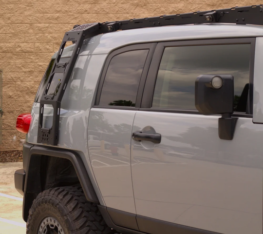 Ultra-lightweight 16.5 lb aluminum side ladder for FJ Cruiser, rust-resistant and built for off-road durability.