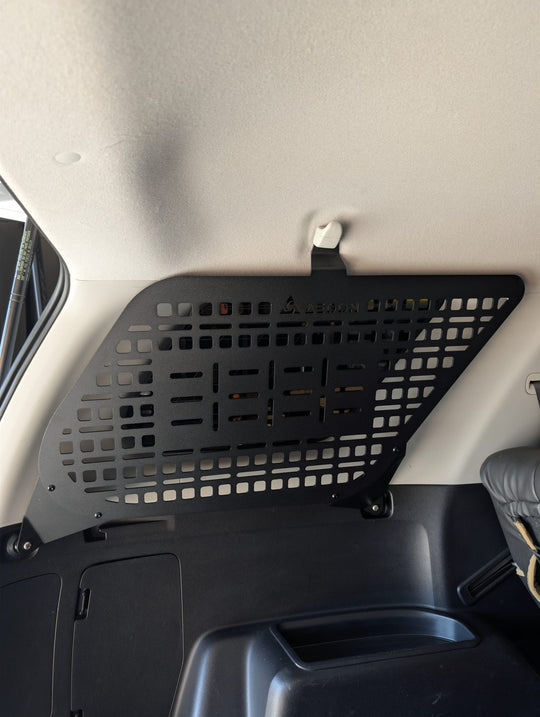 Overland gear organization system for Toyota 4Runner, perfect for attaching pouches, tools, and recovery equipment.