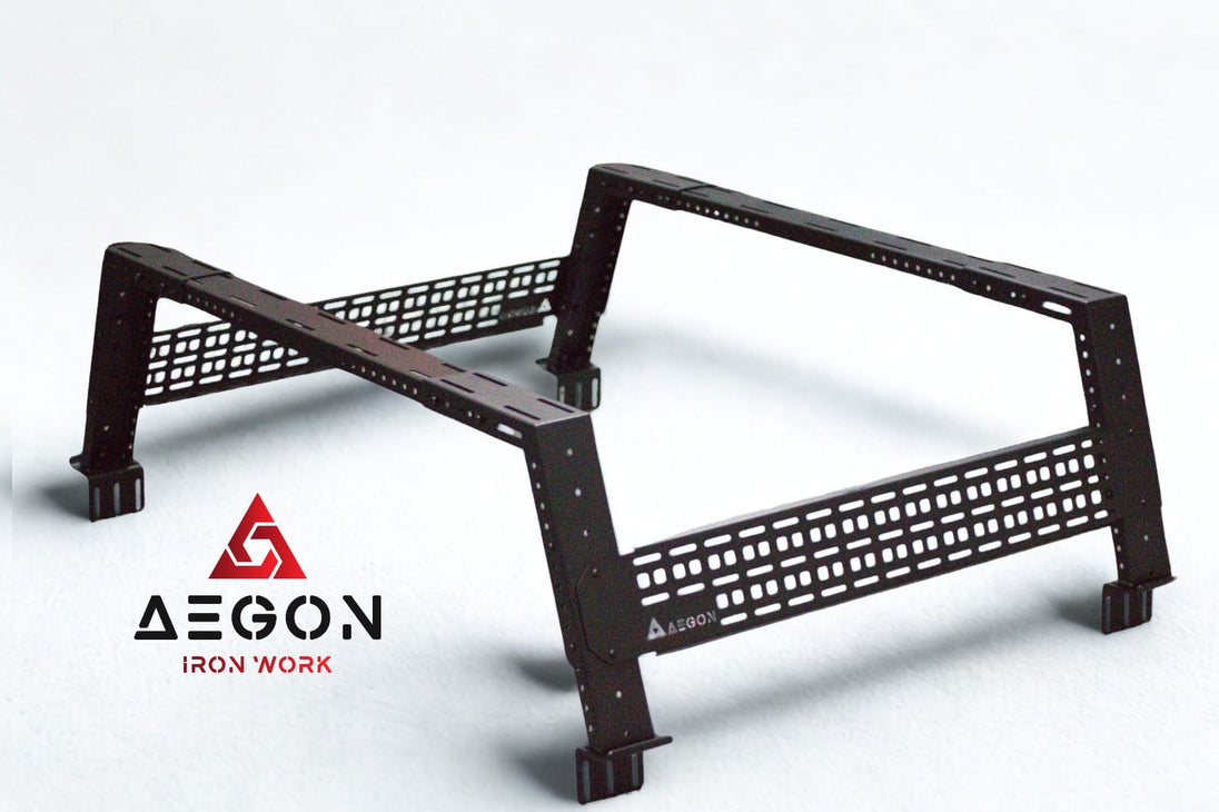 Heavy-duty steel bed rack for rooftop tents with 900 lbs static load and 600 lbs dynamic capacity.