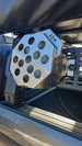 Close-up of the 0.125 inch aluminum and 14-gauge stainless steel mounting hardware.