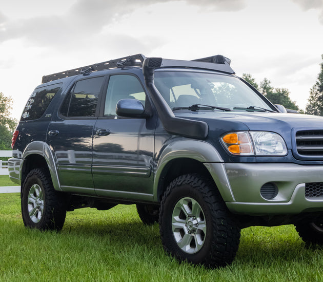 Full-length aluminum roof rack custom-designed for 3rd Generation Toyota Sequoia models from 2023 to 2025.