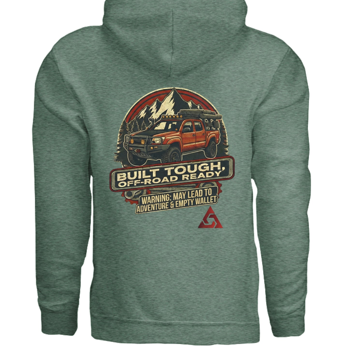 AEGON Warning Label Overlanding Hoodie - Heather Sport Dark Green - BACK